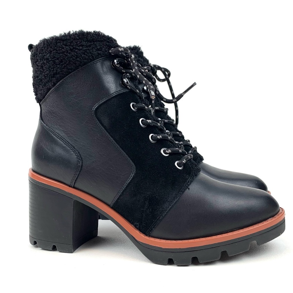 Naturalizer leather boots lace up hiker lug sole heeled Val size 10 wide